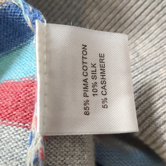 Peter Millar Soft Cotton/Silk/Cashmere 1/4 Zip Striped Sweater - Picture 7 of 7